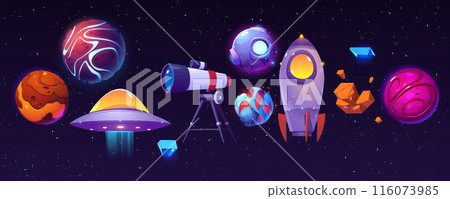 Cartoon space elements set Cartoon space elements set 116073985