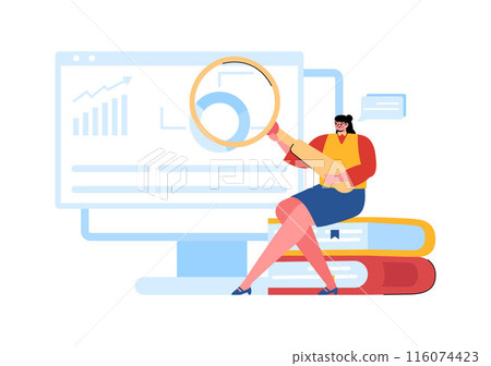 Business Audit Documents Vector Illustration with Charts, Accounting, Calculations, and Financial Report Analytics on a Flat Cartoon Background 116074423