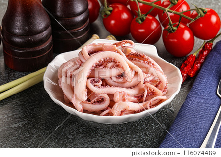 Delicous marinated squid tentacles in the bowl Delicous marinated squid tentacles in the bowl 116074489