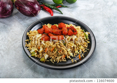 Stir fried rice with pork Stir fried rice with pork 116074600