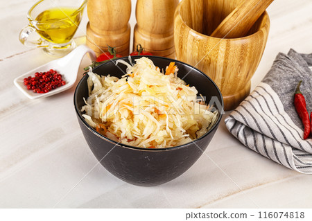 Homemade fermented cabbage Sauerkraut 116074818