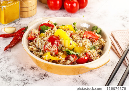 Dietary vegetarian quinoa with vegetables Dietary vegetarian quinoa with vegetables 116074876