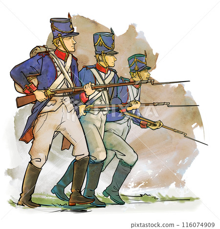 British infantryman holding a gun 116074909