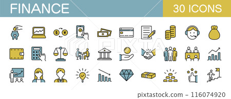 Financial icon set color Financial icon set color 116074920