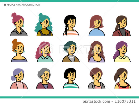 一組簡單的女性圖標 116075311