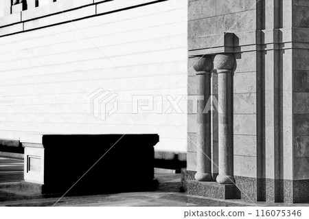 Classic antique marble block wall,columns,pillars.Classical architecture 116075346