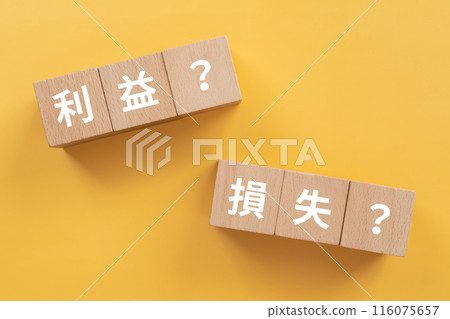 A block with the words profit or loss? 116075657