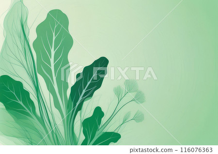 Silhouette of a green vegetable vegetable border design template of green vegetable on a pastel green background. 116076363