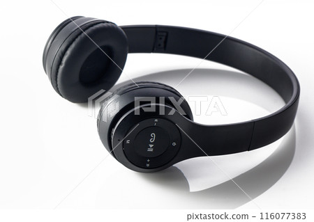 Full-size premium wireless headphones. Isolated on a white background Full-size premium wireless headphones. Isolated on a white background 116077383