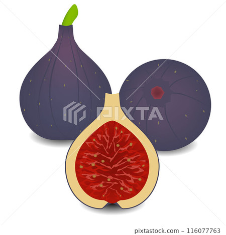 Figs whole fruit with half on white background. Figs whole fruit with half on white background. 116077763