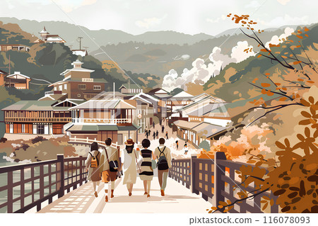 熱氣騰騰的溫泉小鎮風光-1 116078093