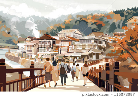 熱氣騰騰的溫泉小鎮風光-1 116078097