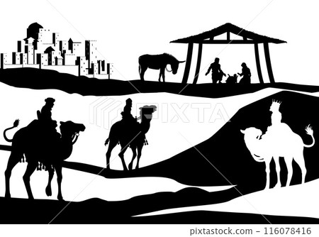 Christmas Nativity Scene Bethlehem Manger Wise Men Christmas Nativity Scene Bethlehem Manger Wise Men 116078416