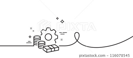 Money line icon. Continuous one line with curl. Transfer payment sign. Bank account maintenance symbol. Money single outline ribbon. Loop curve pattern. Vector 116078545