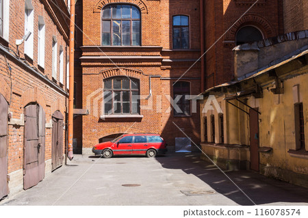 old residential buildings in the historical center of the city, view from the courtyards old residential buildings in the historical center of the city, view from the courtyards 116078574