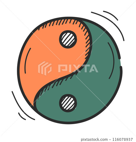Yin yang doodle icon vector isolated. 116078937