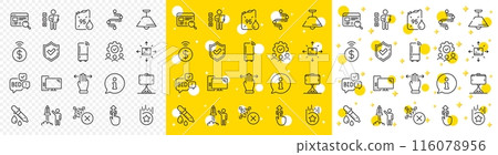 Outline Cardboard box, Multitasking gesture and Swipe up line icons pack for web with Refrigerator, Confirmed, Petrol canister line icon. Voting ballot, Ceiling lamp, Info pictogram icon. Vector 116078956