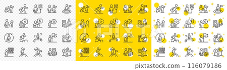 Leadership flag, person skill and maze labyrinth set. Business people line icons. Goal flag, management strategy and human skill line icons. Business leadership, social target, collaboration. Vector Leadership flag, person skill and maze labyrinth set. Business people line icons. Goal flag, management strategy and human skill line icons. Business leadership, social target, collaboration. Vector 116079186