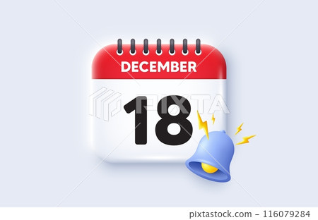 18th day of the month icon. Calendar date 3d icon. Event schedule date. Meeting appointment time. 18th day of December month. Calendar event reminder date. Vector 18th day of the month icon. Calendar date 3d icon. Event schedule date. Meeting appointment time. 18th day of December month. Calendar event reminder date. Vector 116079284