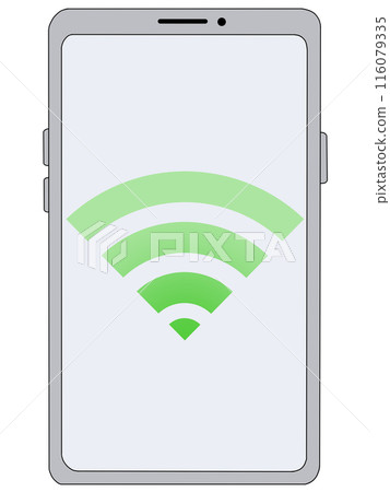 Wi-Fi (green) displayed on smartphone (silver) Wi-Fi (green) displayed on smartphone (silver) 116079335