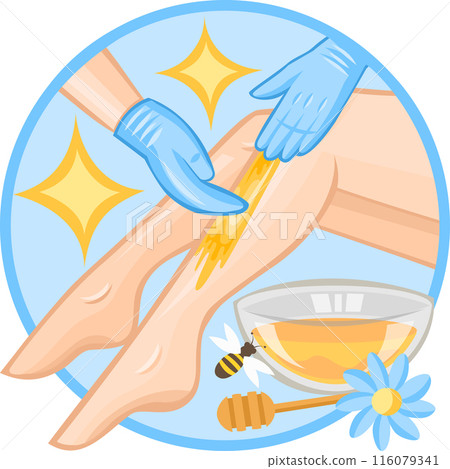 Cosmetologist removes unwanted hair from legs of a girl with a help of sugar paste depilation Cosmetologist removes unwanted hair from legs of a girl with a help of sugar paste depilation 116079341