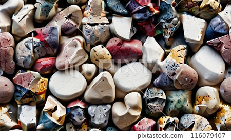 Seamless colorful gem pebble pattern or tile river stone background 116079407