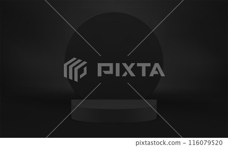 Minimal 3d black display podium mock up for product show realistic vector illustration 116079520