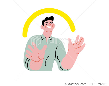 Creative Workspace: Video Conference, modern flat vector concept illustration of person engaging in virtual business meeting Connectivity, collaboration, digital interaction, remote work, productivity 116079708