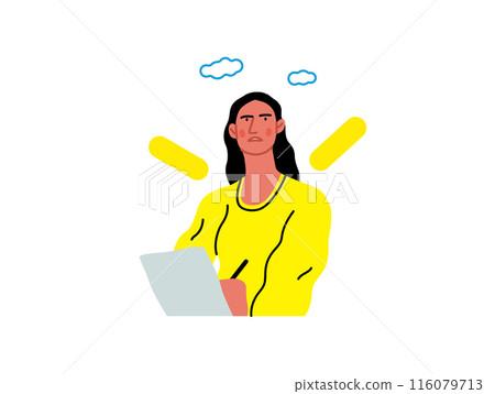 Creative Workspace: Video Conference, modern flat vector concept illustration of person engaging in virtual business meeting Connectivity, collaboration, digital interaction, remote work, productivity 116079713