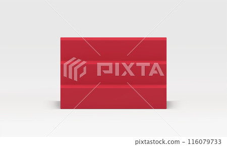 Red steps 3d staircase pedestal basic foundation minimal stage display realistic vector illustration Red steps 3d staircase pedestal basic foundation minimal stage display realistic vector illustration 116079733
