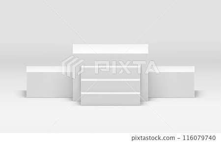 White 3d podium cubes platform with stairs competition win place achievement realistic vector White 3d podium cubes platform with stairs competition win place achievement realistic vector 116079740