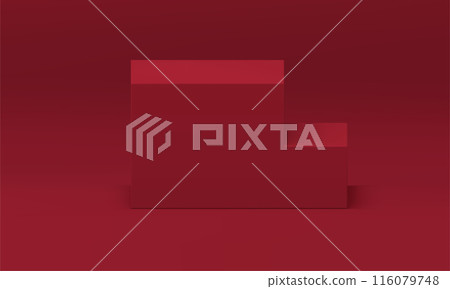 Red 3d staircase level pedestal for cosmetic product advertising exhibition ceremony vector Red 3d staircase level pedestal for cosmetic product advertising exhibition ceremony vector 116079748