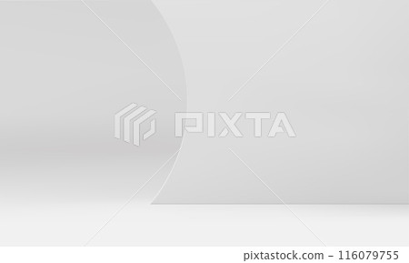 3d showroom exhibition space curved wall minimal geometric interior for product advertising vector 116079755