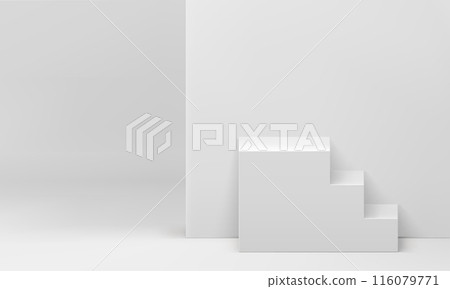 White 3d staircase level steps basic foundation award arena win ceremony celebration vector 116079771