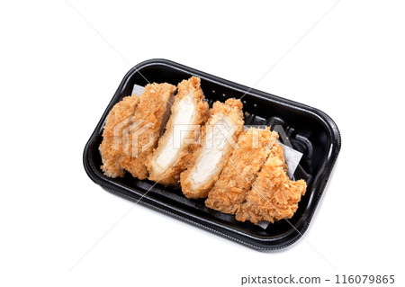 Tonkatsu sold in a food pack [White background, cutout] 116079865