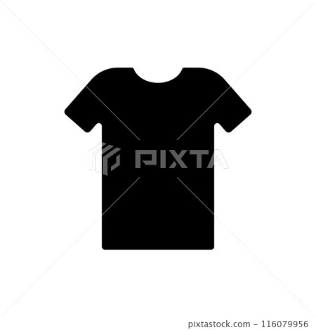 Icon flat black t-shirt. Vector of minimalist design black, Icon flat black t-shirt. Vector of minimalist design black, 116079956
