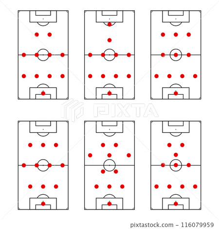 Attack tactics football, player position build up, set of scheme Attack tactics football, player position build up, set of scheme 116079959