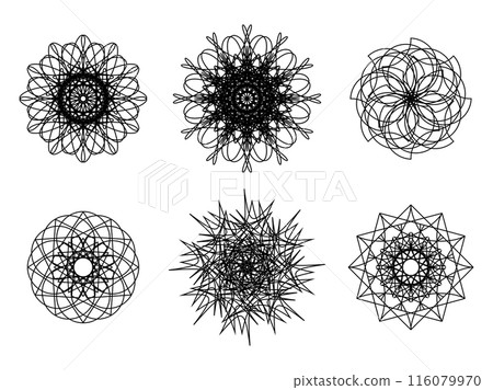 Beautiful pattern design in round form, decoration complicated line, flower, mandala Beautiful pattern design in round form, decoration complicated line, flower, mandala 116079970