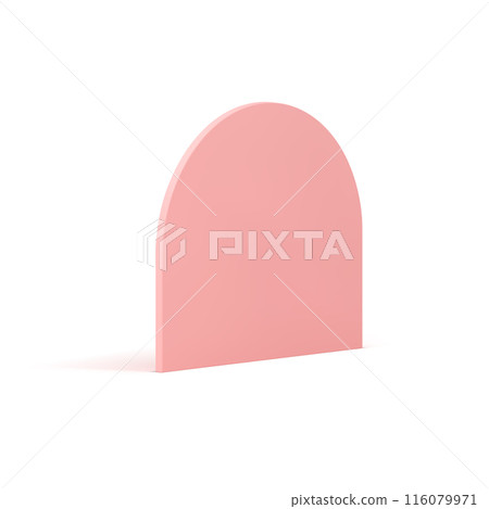 Pink wall 3d icon geometric semicircle isometric shape construction design realistic vector 116079971