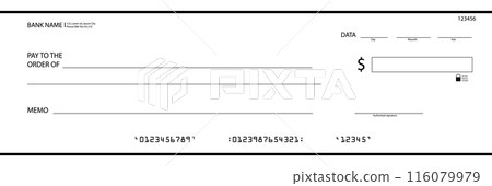Cheque money, checkbook blank, business payment or voucher of bank black white design 116079979