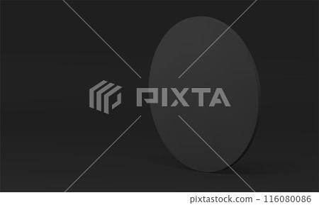 Black 3d circle wall architecture construction vertical decor element studio background vector 116080086