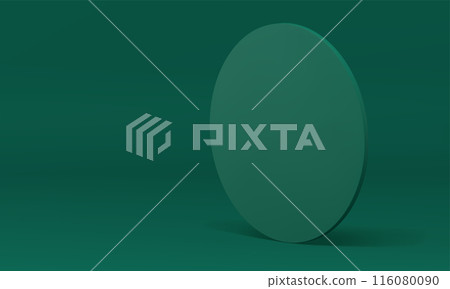 Green circle vertical block 3d decor element foundation minimal studio background realistic vector Green circle vertical block 3d decor element foundation minimal studio background realistic vector 116080090