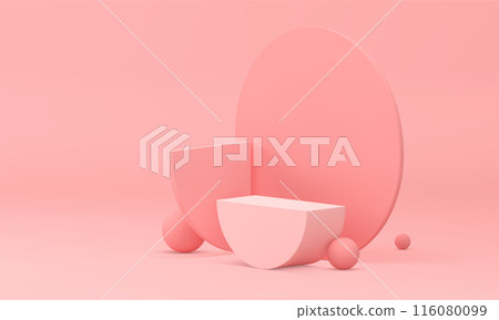 3d podium construction geometric circle semicircle shape pink basic foundation design vector 116080099