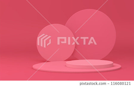 Pink 3d podium circle basic foundation product presentation competition award arena realistic vector Pink 3d podium circle basic foundation product presentation competition award arena realistic vector 116080121