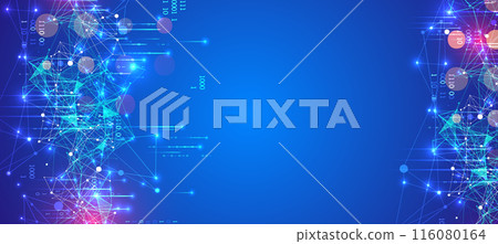 Big Data. Abstract digital futuristic vector illustration on technology background. Data mining and management concept. Hand drawn art. 116080164