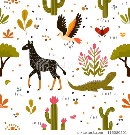 Childish Babies Pattern Animal Plant Zoo Safari 116080201