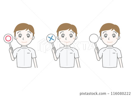 A therapist holding a round number sign (upper body, one hand) A therapist holding a round number sign (upper body, one hand) 116080222