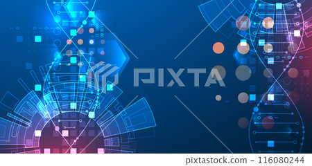Scientific and technological background. Abstract image of DNA molecule. Vector illustration. Hand drawn. 116080244