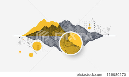 Abstract wireframe background. Modern science or technology art elements. Surface illustration. Vector. 116080270