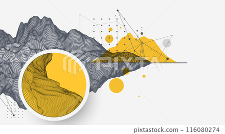 Abstract wireframe background. Modern science or technology art elements. Surface illustration. Vector. 116080274